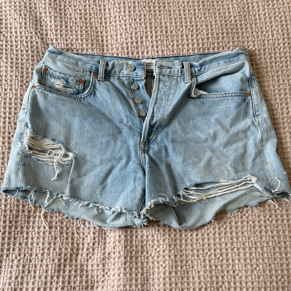 Citizens Of Humanity Light Blue Ripped Jean Shorts